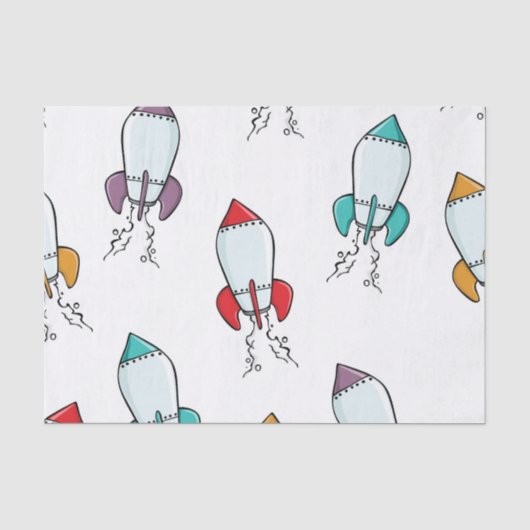 Cartoon Rocket Ship Pattern Tissuepapier (Voorkant)