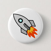 Cartoon Rocket Ship Ronde Button 5,7 Cm (Voorkant)