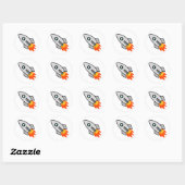 Cartoon Rocket Ship Ronde Sticker (Vel)