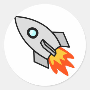 Cartoon Rocket Ship Ronde Sticker