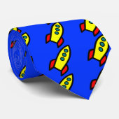 Cartoon Rocket Ship Stropdas (Opgerold)