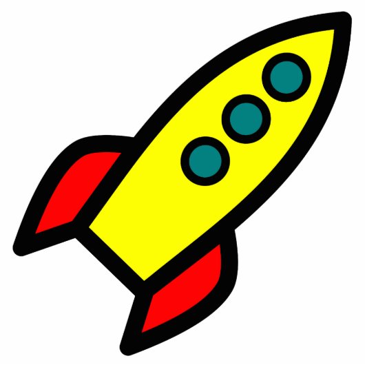 Cartoon Rocket Staand Fotobeeldje (Voorkant)