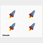 Cartoon Rocketship Ovale Sticker (Vel)