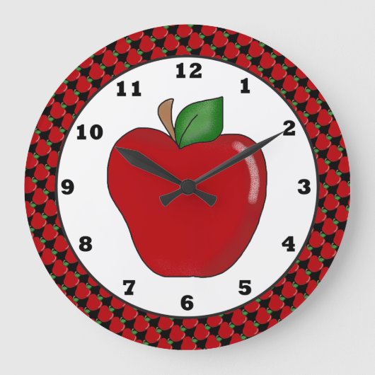 Cartoon rode appelmuur klok (Voorkant)