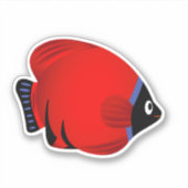Cartoon Rode Blauwe Vis Sticker (Voorkant)