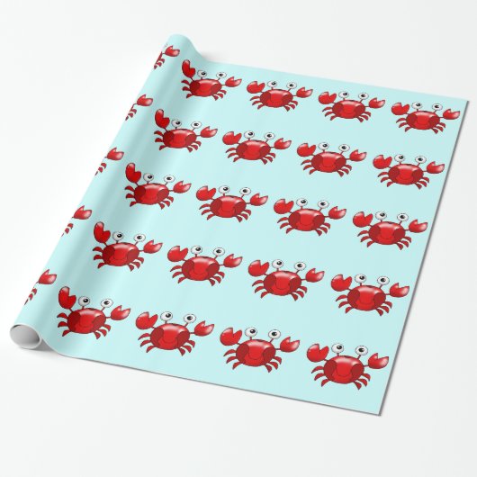 Cartoon rode krab cadeaupapier (Uitgerold)
