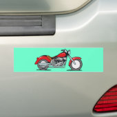 Cartoon rode motorfiets - motorfiets bumpersticker (Op auto)