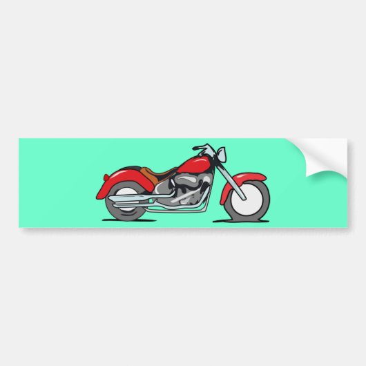 Cartoon rode motorfiets - motorfiets bumpersticker (Voorkant)