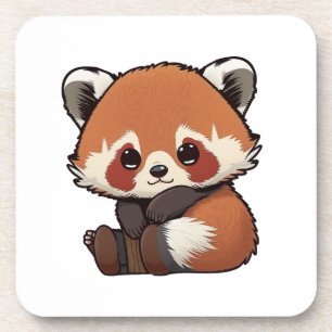 Cartoon rode panda illustratie bier onderzetter