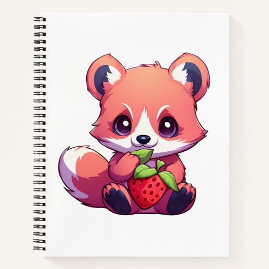 Cartoon rode panda illustratie notitieboek (Voorkant)