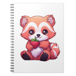 Cartoon rode panda illustratie notitieboek