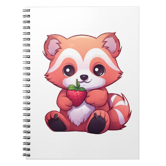 Cartoon rode panda illustratie notitieboek (Voorkant)