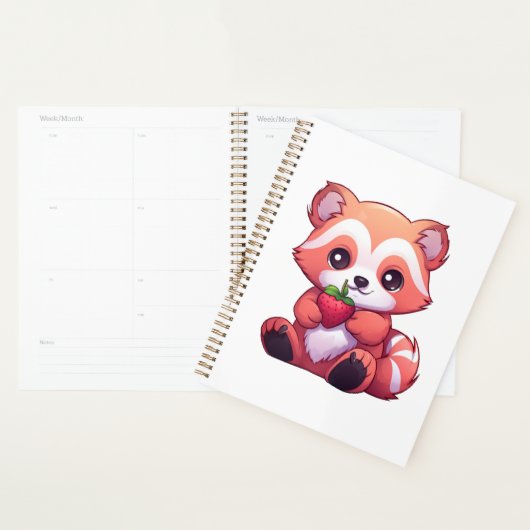 Cartoon rode panda illustratie planner (Display)