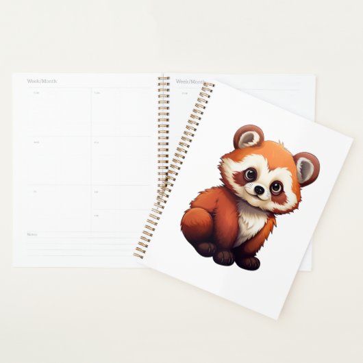 Cartoon rode panda illustratie planner (Display)