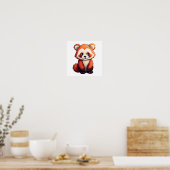Cartoon rode panda illustratie poster (Keuken)