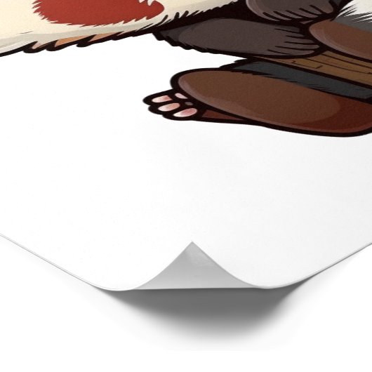 Cartoon rode panda illustratie poster (Hoek)