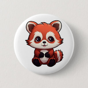 Cartoon rode panda illustratie ronde button 5,7 cm