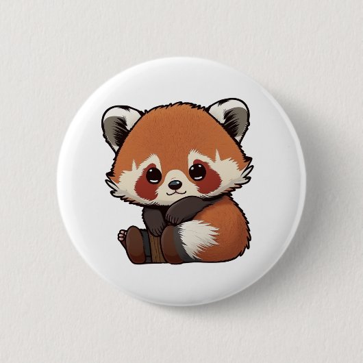 Cartoon rode panda illustratie ronde button 5,7 cm (Voorkant)