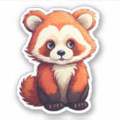 Cartoon rode panda illustratie sticker (Voorkant)