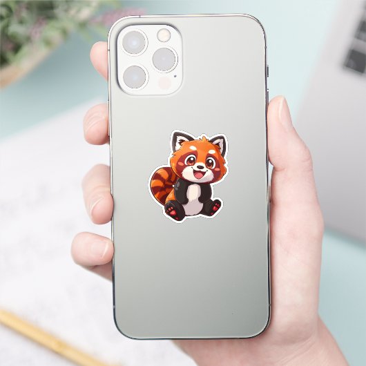 Cartoon rode panda sticker (Telefoon)