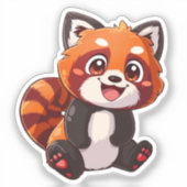 Cartoon rode panda sticker (Voorkant)