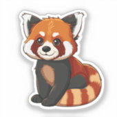 Cartoon rode panda sticker (Voorkant)