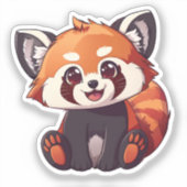 Cartoon rode panda sticker (Voorkant)