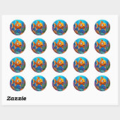 Cartoon rode vis ronde sticker (Vel)
