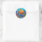 Cartoon rode vis ronde sticker (Tas)