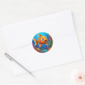 Cartoon rode vis ronde sticker (Envelop)