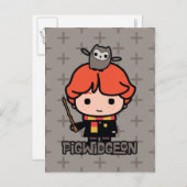 Cartoon Ron Weasley en Pigwidgeon Briefkaart (Voorkant / Achterkant)