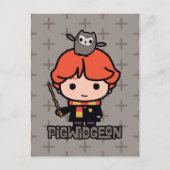 Cartoon Ron Weasley en Pigwidgeon Briefkaart (Voorkant)