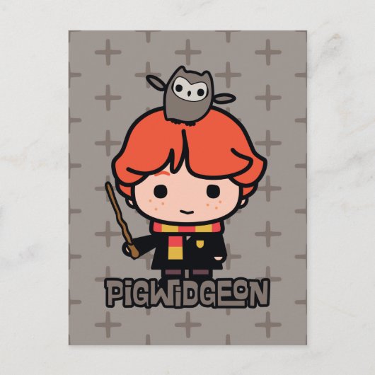 Cartoon Ron Weasley en Pigwidgeon Briefkaart (Voorkant)