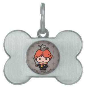 Cartoon Ron Weasley en Pigwidgeon Huisdieren Naamplaatje
