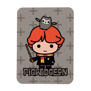 Cartoon Ron Weasley en Pigwidgeon Magneet