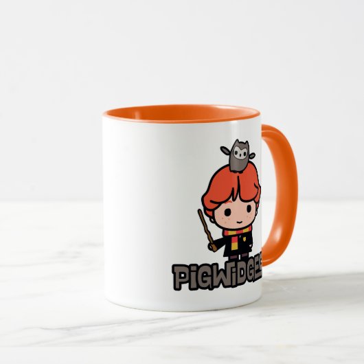 Cartoon Ron Weasley en Pigwidgeon Mok (Voorkant rechts)