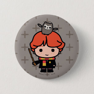 Cartoon Ron Weasley en Pigwidgeon Ronde Button 5,7 Cm