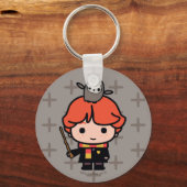 Cartoon Ron Weasley en Pigwidgeon Sleutelhanger (Voorkant)