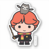 Cartoon Ron Weasley en Pigwidgeon Sticker (Voorkant)