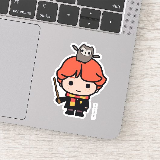 Cartoon Ron Weasley en Pigwidgeon Sticker (Detail)