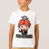 Cartoon Ron Weasley en Pigwidgeon T-shirt (Voorkant)
