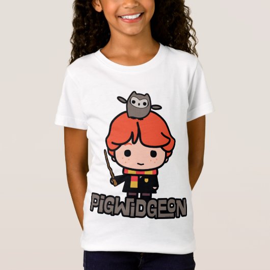 Cartoon Ron Weasley en Pigwidgeon T-shirt (Voorkant)