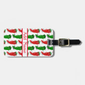 Cartoon rood en groen epper divas bagagelabel (Voorkant horizontaal)