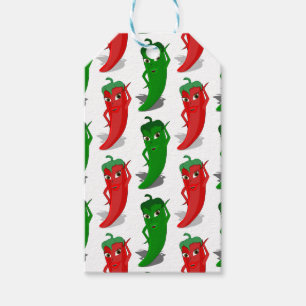 Cartoon rood en groen epper divas cadeaulabel