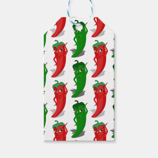 Cartoon rood en groen epper divas cadeaulabel (Voorkant)