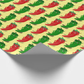 Cartoon rood en groen epper divas cadeaupapier (Hoek)