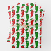 Cartoon rood en groen epper divas inpakpapier vel (In situ)