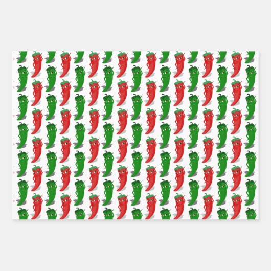 Cartoon rood en groen epper divas inpakpapier vel (Voorkant)