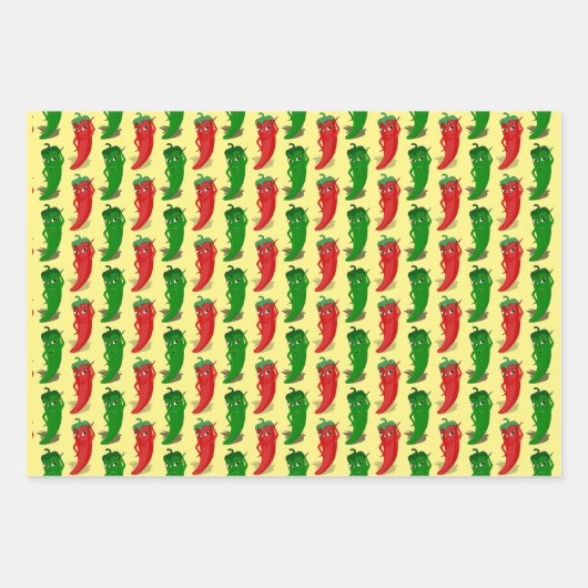 Cartoon rood en groen epper divas inpakpapier vel (Voorkant 2)