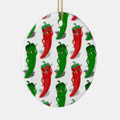 Cartoon rood en groen epper divas keramisch ornament (Rechts)